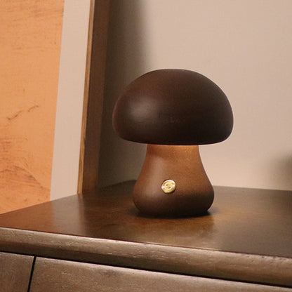 Bedside Wooden Cute Mushroom LED Sleeping Night Light