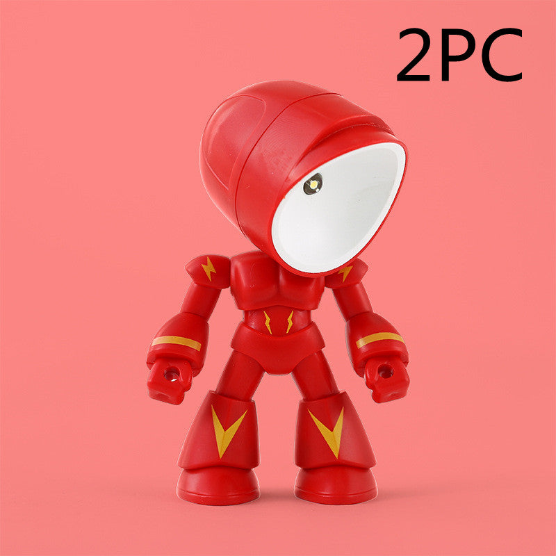 Cute LED Hero Table Lamp Mini Portable Cool Mecha Cute Robot Night Light Bedroom Home Decoration Kids Boys Gifts