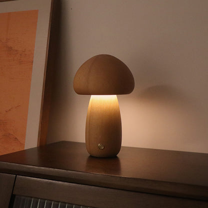 Bedside Wooden Cute Mushroom LED Sleeping Night Light