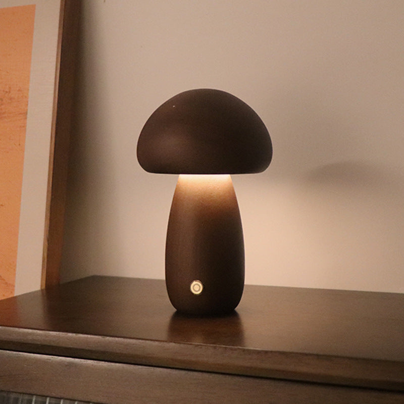 Bedside Wooden Cute Mushroom LED Sleeping Night Light